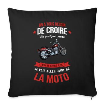 Je vais faire de la moto cadeau motard humour moto - Housse de coussin décorative 45 x 45 cm - noir - Devant