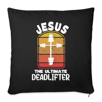 Jésus L’ultime soulevé de terre rétro Jésus - Housse de coussin décorative 45 x 45 cm - noir - Devant