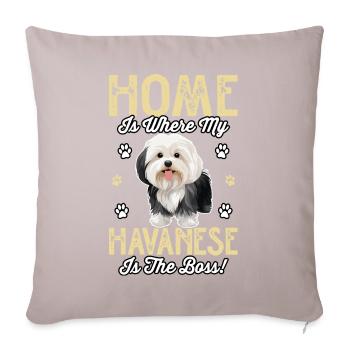 La maison, c’est là où mon bichon havanais est le chef - Housse de coussin décorative 45 x 45 cm - taupe clair - Devant