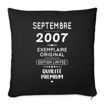 18th Birthday - September 2007 Original - Sofa pillowcase 17,3'' x 17,3'' (45 x 45 cm) - black - Front