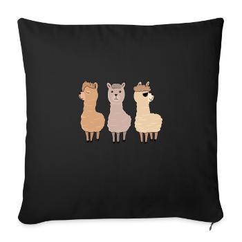 Cadeau de l'animal Lama trois alpagas - Housse de coussin décorative 45 x 45 cm - noir - Devant