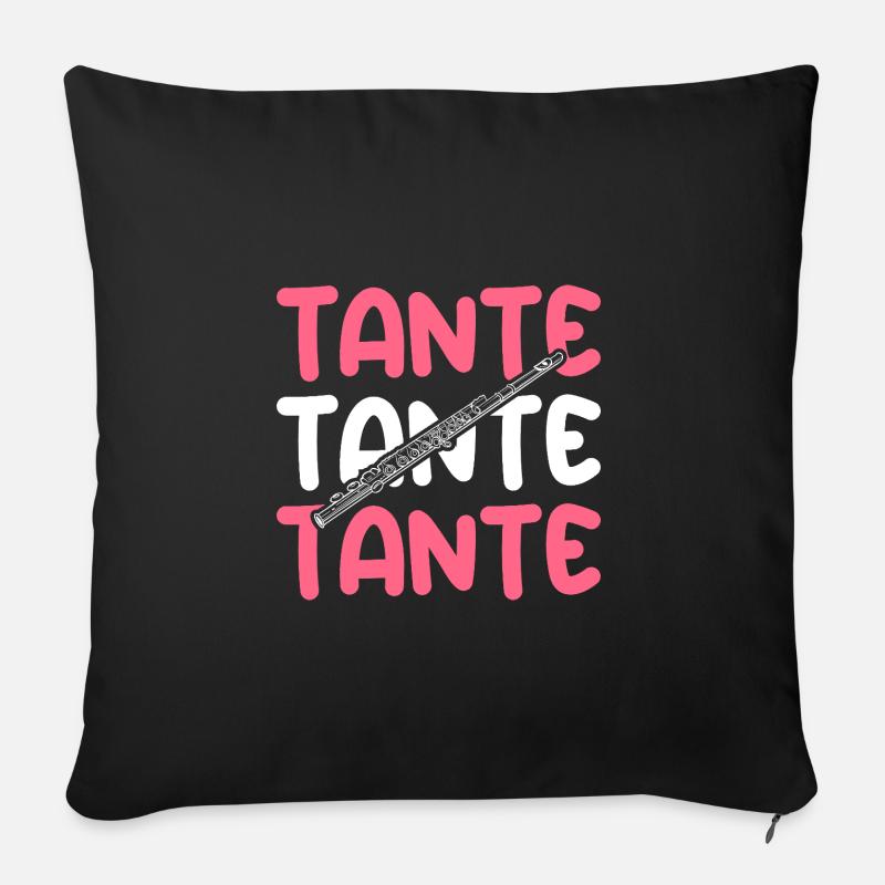 Flötist Tante Querflöte - Sofakissenbezug 45 x 45 cm - Schwarz