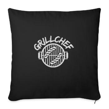 GRILL KOCH CHEF SPRUCH GESCHENK IDEE - Sofakissenbezug 45 x 45 cm - Schwarz - Vorne