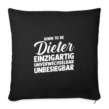 Prénom Dieter - Housse de coussin décorative 45 x 45 cm - noir - Devant