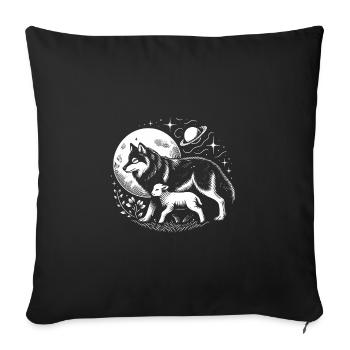 Wolf and lamb, we can all be friends - Sofa pillowcase 17,3'' x 17,3'' (45 x 45 cm) - black - Front