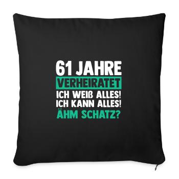 Mariage Ormes Mariage 61 ans Mariage - Housse de coussin décorative 45 x 45 cm - noir - Devant
