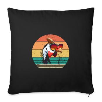 Poules Coq Pintade - Housse de coussin décorative 45 x 45 cm - noir - Devant