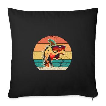 Poules Coq Pintade - Housse de coussin décorative 45 x 45 cm - noir - Devant