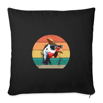 Poules Coq Pintade - Housse de coussin décorative 45 x 45 cm - noir - Devant