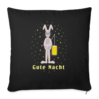 gute Nacht Schlafshirt Hase - Sofakissenbezug 45 x 45 cm - Schwarz - Vorne