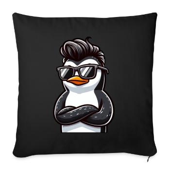 Cool Penguin with Sunglasses Cartoon - Sofa pillowcase 17,3'' x 17,3'' (45 x 45 cm) - black - Front