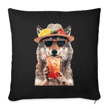 Wolf - Sofakissenbezug 45 x 45 cm - Schwarz - Vorne