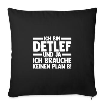 First name Detlef - Sofa pillowcase 17,3'' x 17,3'' (45 x 45 cm) - black - Front