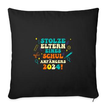 Eltern Schulkind Grundschule Erste Klasse Einschul - Sofakissenbezug 45 x 45 cm - Schwarz - Vorne