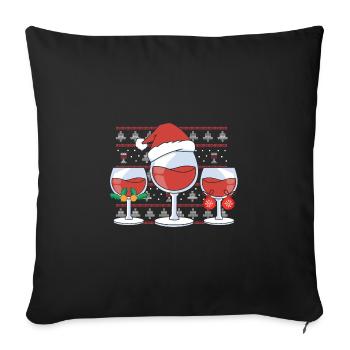 Wein Glühwein Weinglas Weihnachts - Sofakissenbezug 45 x 45 cm - Schwarz - Vorne