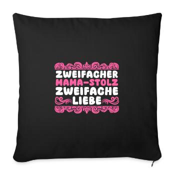 Mama Von 2 Kindern - Sofakissenbezug 45 x 45 cm - Schwarz - Vorne