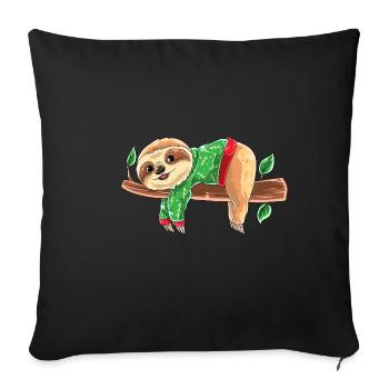 Lustiger Faultier mit Christmas Ugly Sweater Weihn - Sofakissenbezug 45 x 45 cm - Schwarz - Vorne