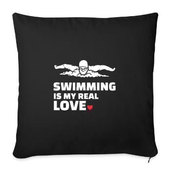 I love swimming - Sofa pillowcase 17,3'' x 17,3'' (45 x 45 cm) - black - Front
