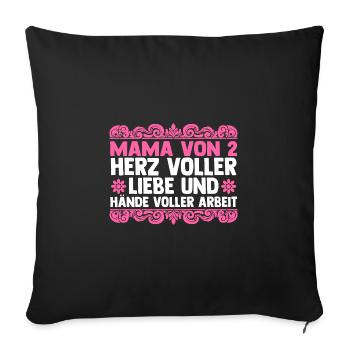Mom of 2 children - Sofa pillowcase 17,3'' x 17,3'' (45 x 45 cm) - black - Front