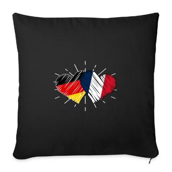Français Allemagne Cœur France - Housse de coussin décorative 45 x 45 cm - noir - Devant