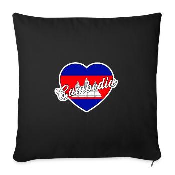 Cambodge - Housse de coussin décorative 45 x 45 cm - noir - Devant