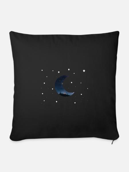 mond und sterne - Sofakissenbezug 45 x 45 cm - Schwarz