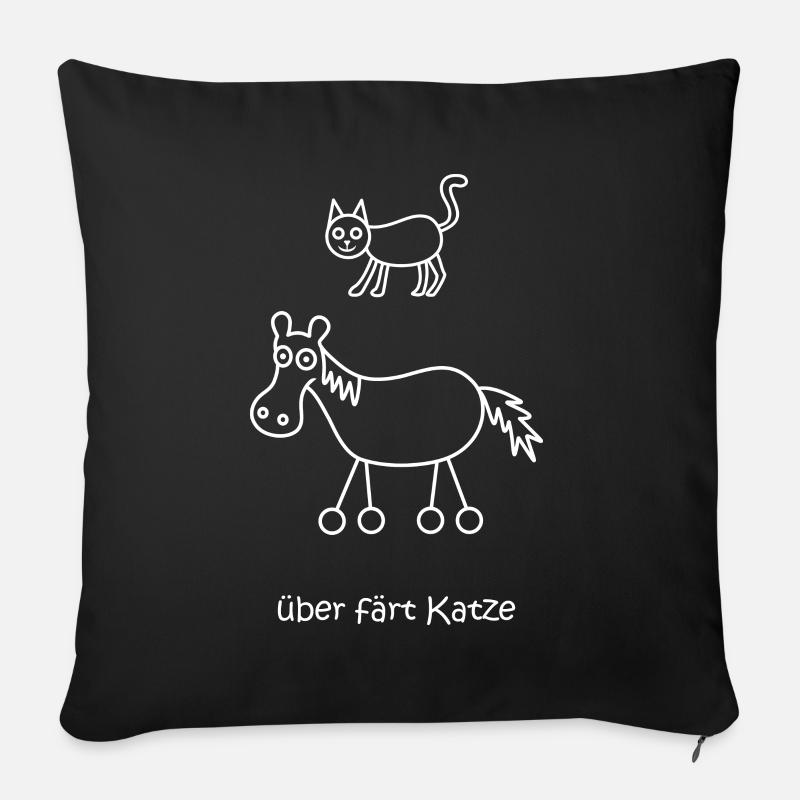 überfährt Katze, über färt Katze, Pferd auf Rädern - Sofakissenbezug 45 x 45 cm - Schwarz