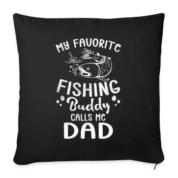 Angeln mon copain de pêche préféré m’appelle papa - Housse de coussin décorative 45 x 45 cm - noir - Devant