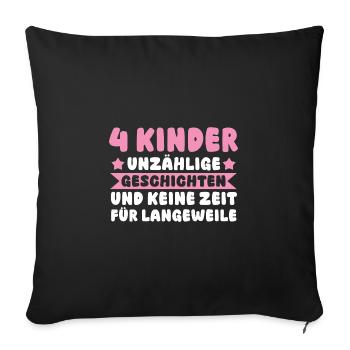 Mom of 4 children - Sofa pillowcase 17,3'' x 17,3'' (45 x 45 cm) - black - Front