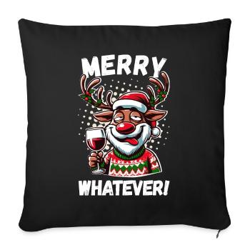 Vin de renne drôle - Housse de coussin décorative 45 x 45 cm - noir - Devant