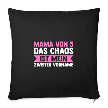 Mom of 5 children - Sofa pillowcase 17,3'' x 17,3'' (45 x 45 cm) - black - Front