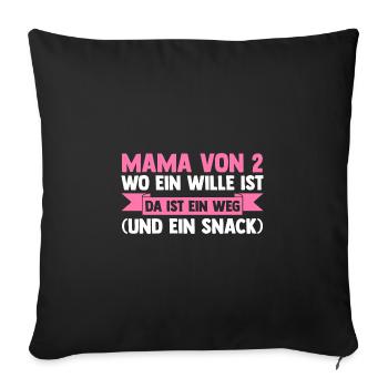 Mama Von 2 Kindern - Sofakissenbezug 45 x 45 cm - Schwarz - Vorne