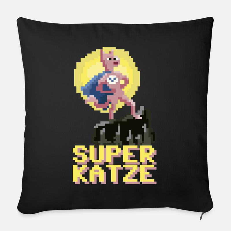 Die Superkatze - Sofakissenbezug 45 x 45 cm - Schwarz