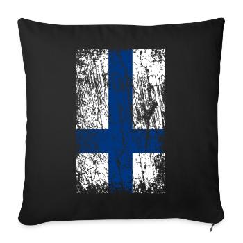 Drapeau vintage finlande - Housse de coussin décorative 45 x 45 cm - noir - Devant