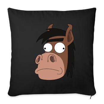 Un dessin de la folie cheval - Housse de coussin décorative 45 x 45 cm - noir - Devant