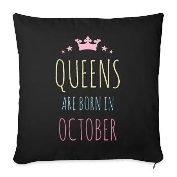 Queens Are Born In October - Sofa pillowcase 17,3'' x 17,3'' (45 x 45 cm) - black - Front