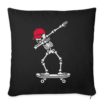 Dab dabbing skeleton skateboard skater - Sofakissenbezug 45 x 45 cm - Schwarz - Vorne