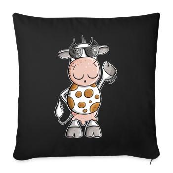 Coole Kuh mit Sonnenbrille - Sofakissenbezug 45 x 45 cm - Schwarz - Vorne