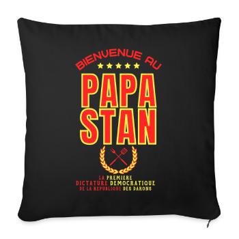 Bienvenue au PAPASTAN - Humour Papa - Housse de coussin décorative 45 x 45 cm - noir - Devant