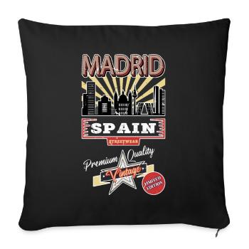 Madrid Espagne City Skyline Vintage Rétro - Housse de coussin décorative 45 x 45 cm - noir - Devant