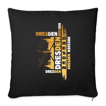 Dresde Allemagne City Skyline Police Gold - Housse de coussin décorative 45 x 45 cm - noir - Devant