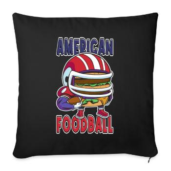 Joueur de burger de football américain Fan de dessin animé - Housse de coussin décorative 45 x 45 cm - noir - Devant
