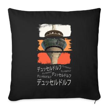 Dusseldorf Japan City Skyline Vintage Retro - Sofa pillowcase 17,3'' x 17,3'' (45 x 45 cm) - black - Front
