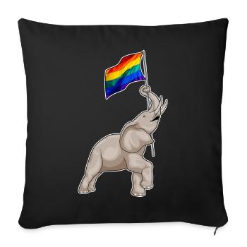 Drapeau arc-en-ciel de l’éléphant - Housse de coussin décorative 45 x 45 cm - noir - Devant