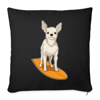 Chihuahua Surfing Surfboard Summer - Sofa pillowcase 17,3'' x 17,3'' (45 x 45 cm) - black - Front