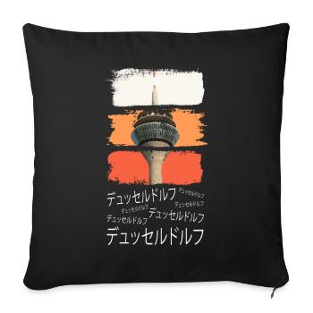 Dusseldorf Japan City Skyline Vintage Retro - Sofa pillowcase 17,3'' x 17,3'' (45 x 45 cm) - black - Front