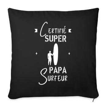 Super papa surfeur - Housse de coussin décorative 45 x 45 cm - noir - Devant