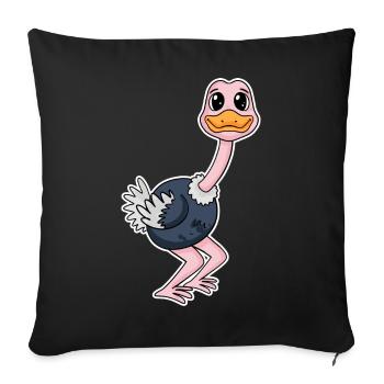 Animaux de zoo à motif d’autruche - Housse de coussin décorative 45 x 45 cm - noir - Devant