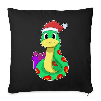 Serpent Noël Noël chapeau - Housse de coussin décorative 45 x 45 cm - noir - Devant