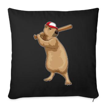 capybara baseball baseball bat - Sofa pillowcase 17,3'' x 17,3'' (45 x 45 cm) - black - Front
